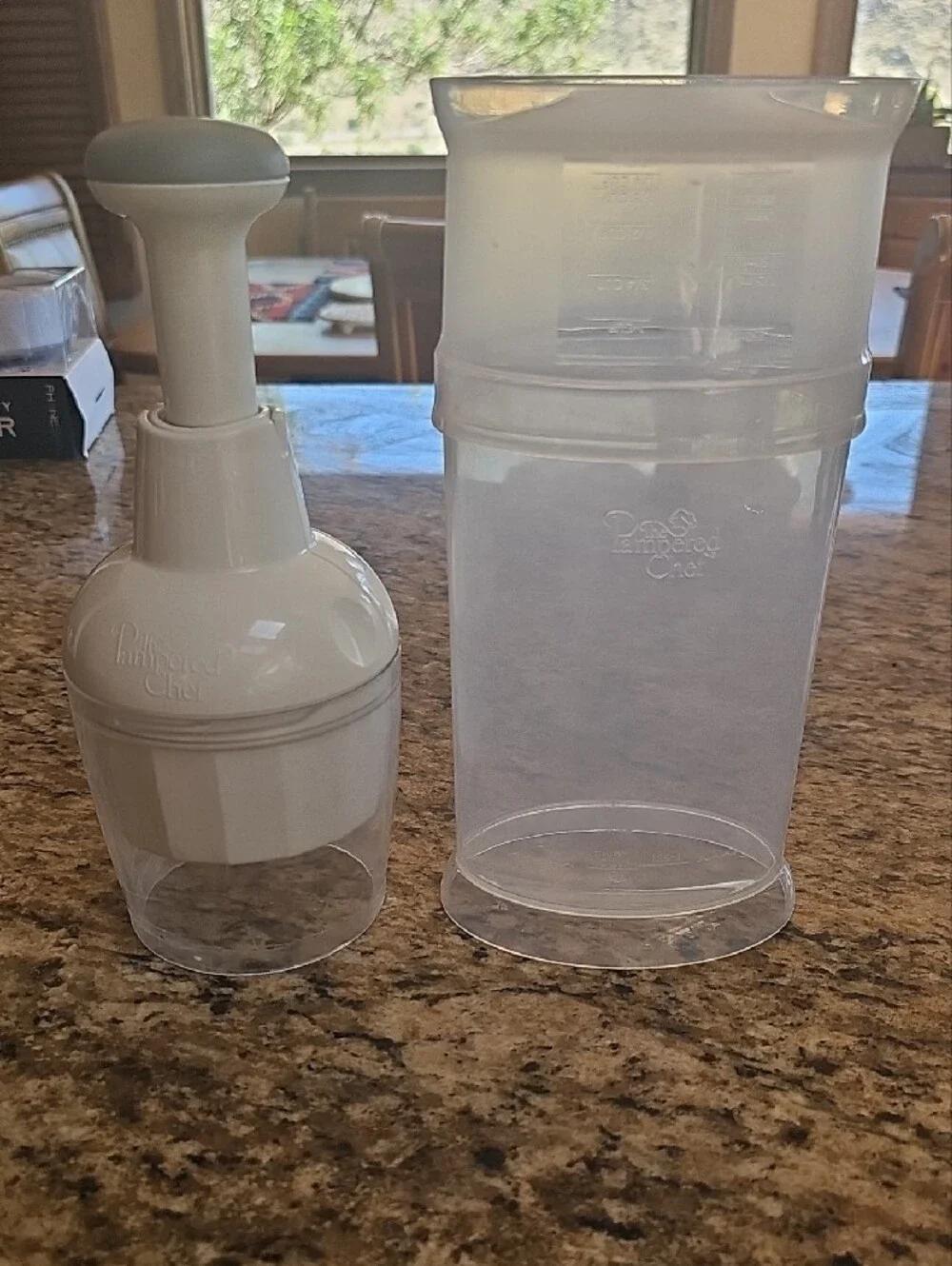 Pampered Chef manual Hand Food Chopper &  Measuring Cup